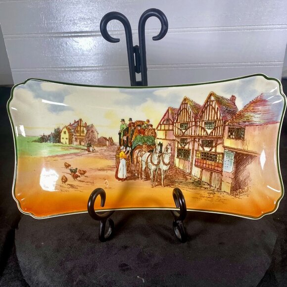 Royal Doulton Old England Decorative Plate, Made in the 40's, D 6393, - Picture 3 of 11